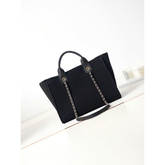 Replica Chanel Deauville Small Shopping Tote Bag AS3257 Black