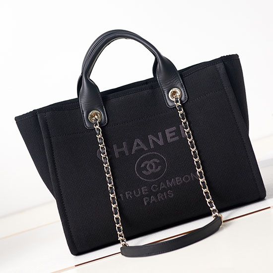 Replica Chanel Deauville Small Shopping Tote Bag AS3257 Black