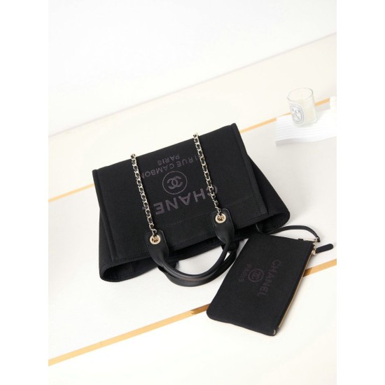 Replica Chanel Deauville Small Shopping Tote Bag AS3257 Black