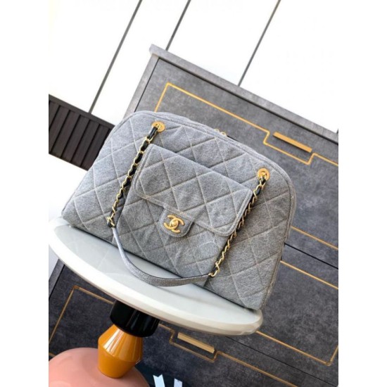 Fake Chanel Denim Maxi Bowling Bag AS4812 Replica
