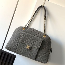 Fake Chanel Denim Maxi Bowling Bag AS4812 Replica