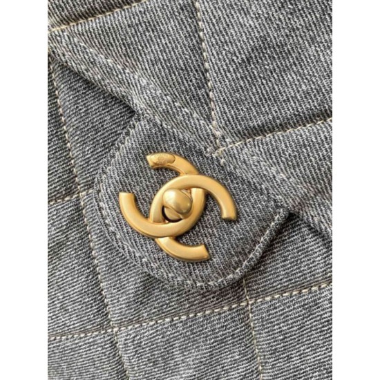 Fake Chanel Denim Maxi Bowling Bag AS4812 Replica