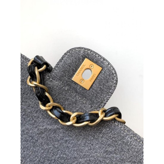 Fake Chanel Denim Maxi Bowling Bag AS4812 Replica