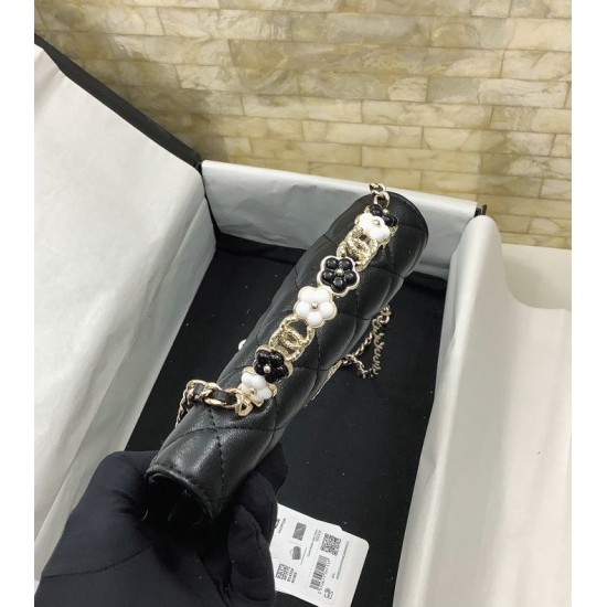 Replica Chanel Flap Phone Holder with Chain Black AP3575