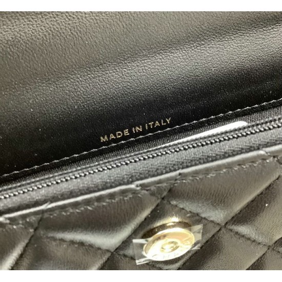 Replica Chanel Flap Phone Holder with Chain Black AP3575