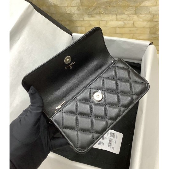 Replica Chanel Flap Phone Holder with Chain Black AP3575