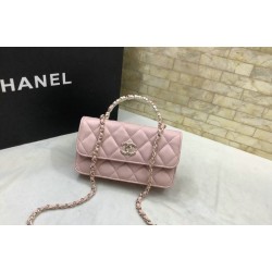 Fake Chanel Flap Phone Holder with Chain Pink AP3575 Replica