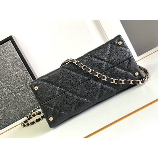 Replica Chanel Grain Calfskin Shoulder Bag Black AS47111