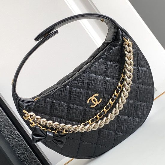 Replica Chanel Grained Calfskin Pouch Black AP3943