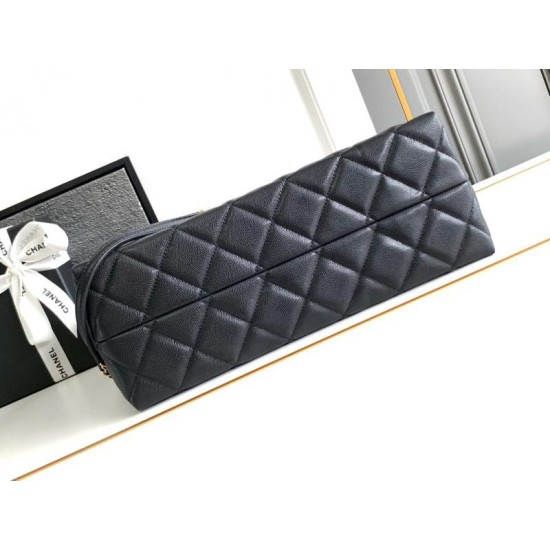 Replica Chanel Grained Calfskin Shopping Bag Black AS4846