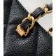 Replica Chanel Grained Calfskin Shopping Bag Black AS4846