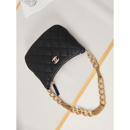 Replica Chanel Hobo Handbag Black AS4220
