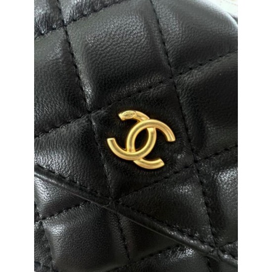 Replica Chanel Lambskin Chain Wallet AP3071 Black
