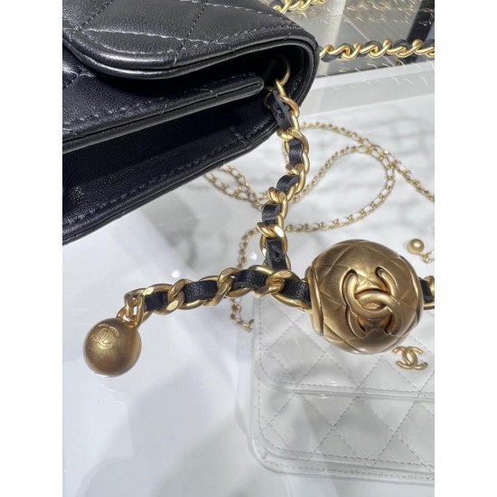 Replica Chanel Lambskin Chain Wallet AP3071 Black