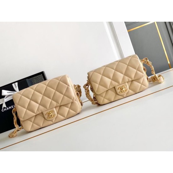 Replica Chanel Lambskin Flap Bag AS2409 Beige