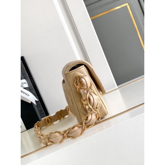 Replica Chanel Lambskin Flap Bag AS2409 Beige