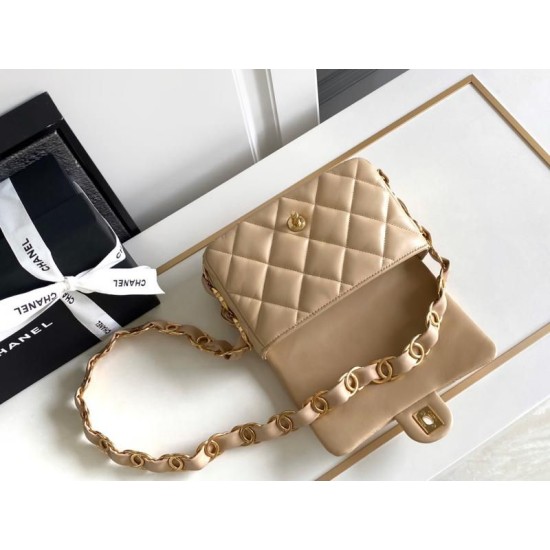 Replica Chanel Lambskin Flap Bag AS2409 Beige