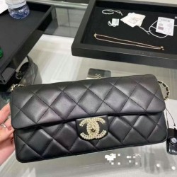 Replica Chanel Lambskin Flap Bag Black AS3791