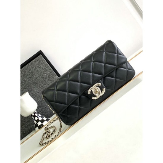 Replica Chanel Lambskin Flap Bag Black AS3791