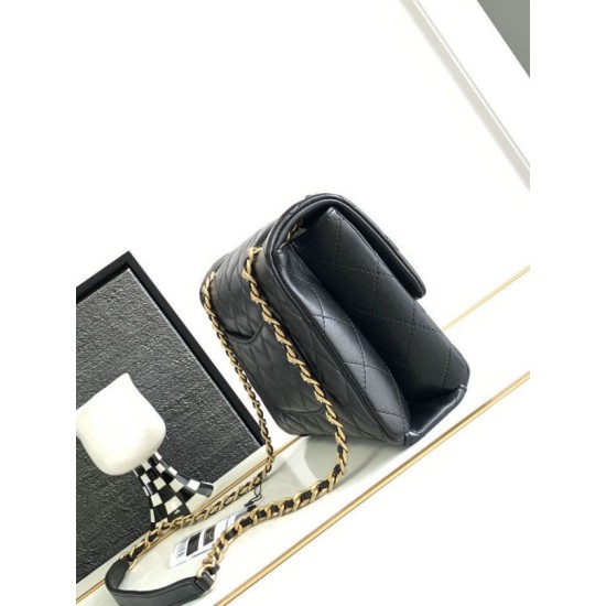 Replica Chanel Lambskin Flap Shoulder Bag Black AS3896