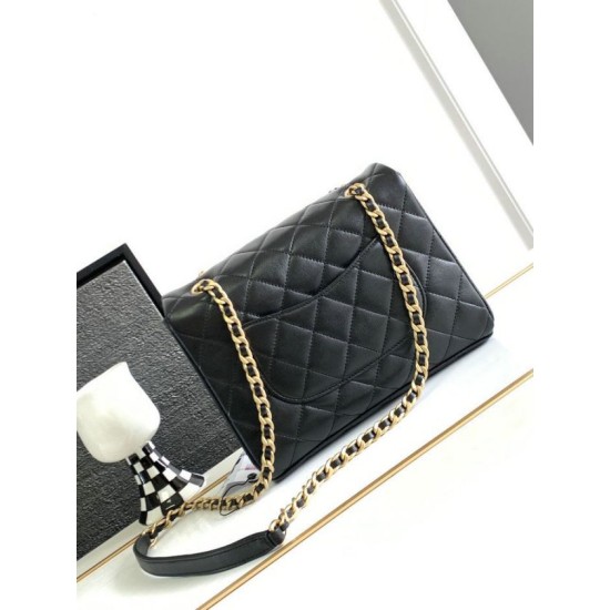 Replica Chanel Lambskin Flap Shoulder Bag Black AS3896