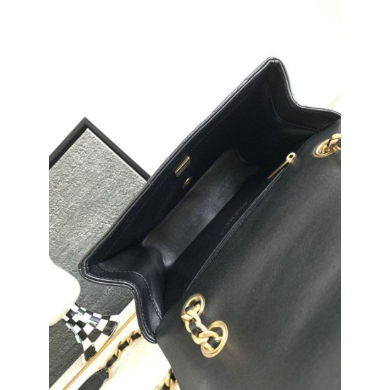 Replica Chanel Lambskin Flap Shoulder Bag Black AS3896
