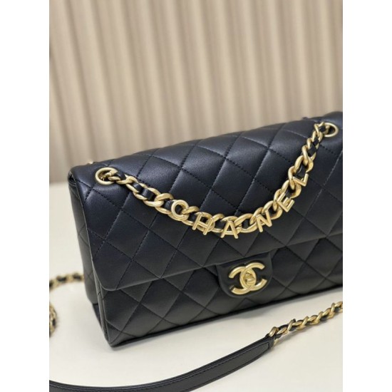 Replica Chanel Lambskin Flap Shoulder Bag Black AS3897