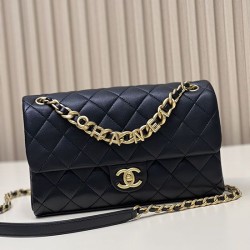 Replica Chanel Lambskin Flap Shoulder Bag Black AS3897