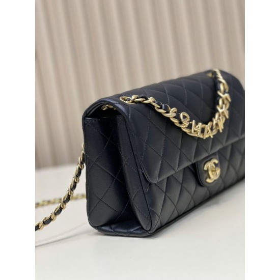 Replica Chanel Lambskin Flap Shoulder Bag Black AS3897