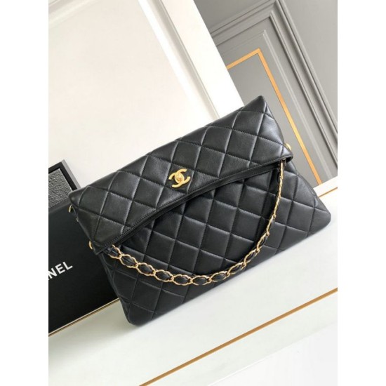 Replica Chanel Lambskin Hobo Bag Black AS4777