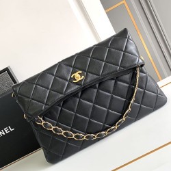 Replica Chanel Lambskin Hobo Bag Black AS4777