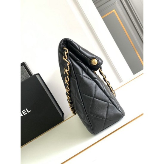 Replica Chanel Lambskin Hobo Bag Black AS4777