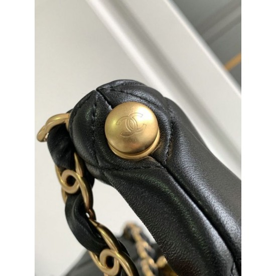 Replica Chanel Lambskin Hobo Bag Black AS4777