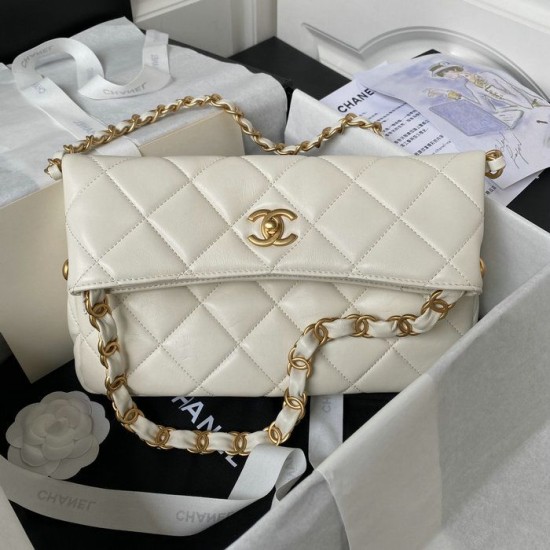 Replica Chanel Lambskin Hobo Bag White AS4754