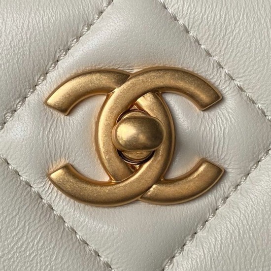 Replica Chanel Lambskin Hobo Bag White AS4754