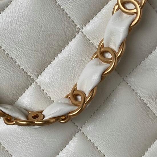 Replica Chanel Lambskin Hobo Bag White AS4754