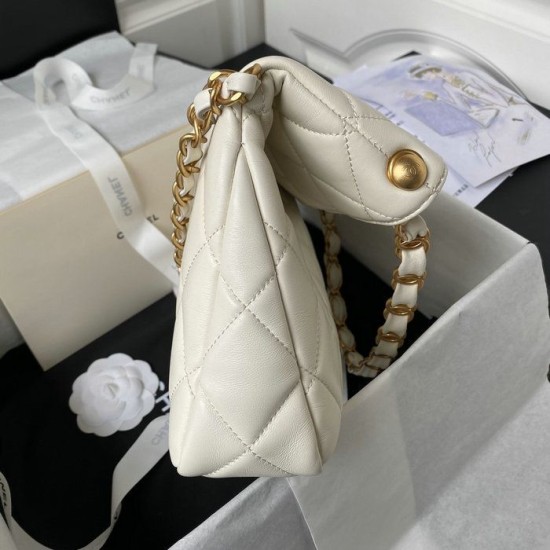 Replica Chanel Lambskin Hobo Bag White AS4754