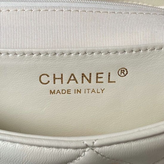 Replica Chanel Lambskin Hobo Bag White AS4754