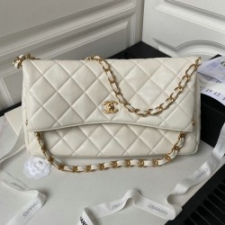 Replica Chanel Lambskin Hobo Bag White AS4777
