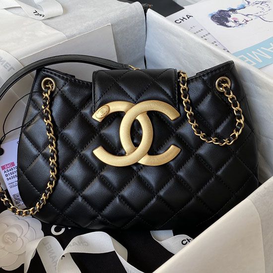 Replica Chanel Lambskin Messenger Bag Black AS4610