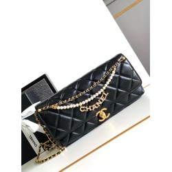 Fake Chanel Lambskin Shoulder Bag AS2713 Black Replica