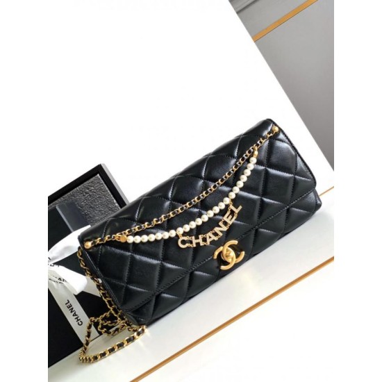 Fake Chanel Lambskin Shoulder Bag AS2713 Black Replica