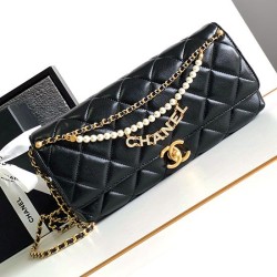 Fake Chanel Lambskin Shoulder Bag AS2713 Black Replica