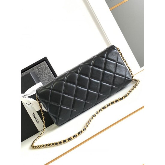 Fake Chanel Lambskin Shoulder Bag AS2713 Black Replica