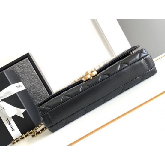 Fake Chanel Lambskin Shoulder Bag AS2713 Black Replica