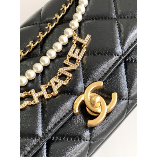 Fake Chanel Lambskin Shoulder Bag AS2713 Black Replica