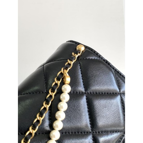 Fake Chanel Lambskin Shoulder Bag AS2713 Black Replica
