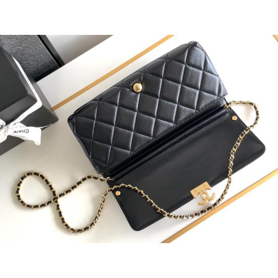 Fake Chanel Lambskin Shoulder Bag AS2713 Black Replica