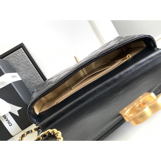 Fake Chanel Lambskin Shoulder Bag AS2713 Black Replica