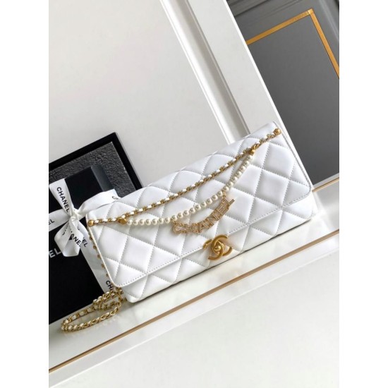 Fake Chanel Lambskin Shoulder Bag AS2713 White Replica